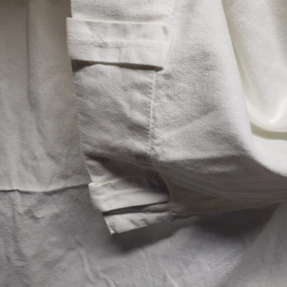 Pair of Pottery Barn White Cotton Woven Canvas Curtains 49.5